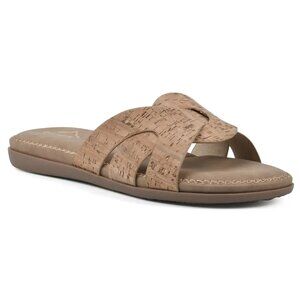 Women's Fortunate Slide Sandals Tan Cork MSRP $49